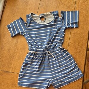 btween Navy and White Striped Kids Romper